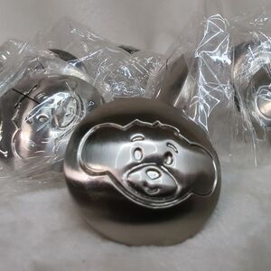 Monkey Face Drawer Pull Knobs 1.5" Lot of 10 Silver Tone 3/4" Stem Nursery Room